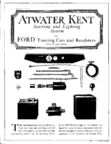 1919 Atwater Kent Starting & Lighting System For Ford Cars