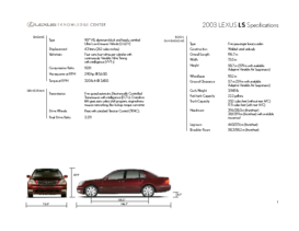 2003 Lexus LS Specs