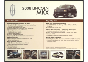 2008 Lincoln MKX Info Sheet Dealer