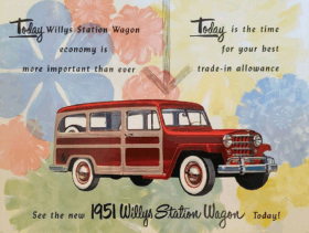 1951 Willys Station Wagon Postcard